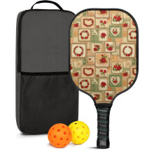 Floral Fiberglass Pickleball Paddles Set 2 pcs with 2 balls
