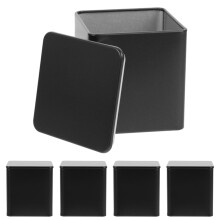 Magnifique lot de 5 boîtes à thé carrées noires pour sacs, idéales pour les voyages.