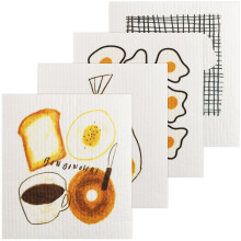 Lot de 4 torchons de cuisine à motifs suédois mignons, en coton absorbant.