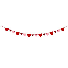 1 x Banner cu ghirlandă de inimă din fetru, 3 m, pentru Ziua Îndrăgostiților – Decorațiune DIY pentru interior/exterior, stil roșu C