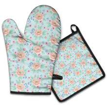Pioneer Flower Ofenhandschuhe mit Blumenmuster, 2er-Pack, hitzebeständige Küchenhandschuhe, 19,5 x 30,5 cm