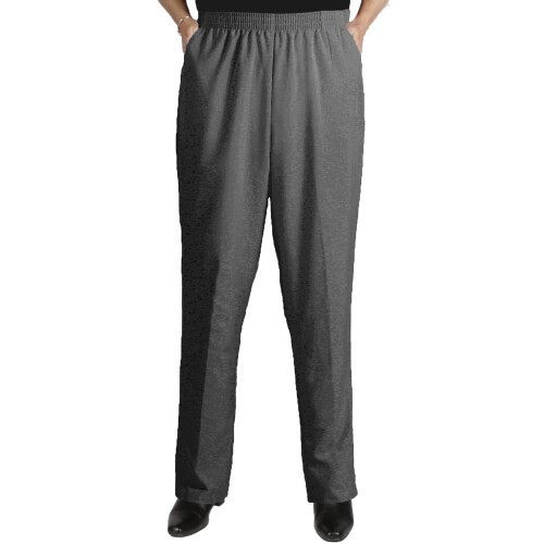 Plus size damebukser med elastisk talje, pull-on og formsiddende pasform og lommer - Antracitgrå - 32WP
