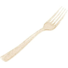 50 Pack Gold Glitter Plastic Forks, Heavy Duty Forks Disposable, Plastic Cutlery Perfect for Weddings, Parties, Dinners and Thanksgiving