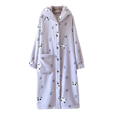 Women's Cotton Cartoon Pajama Dress Hooded Robe M-L