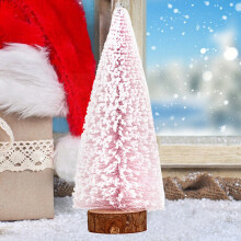 Mini Christmas Tree Snowflake Ornament 12" 9.8" 7.8" 5.9" Pink Desktop Decor for Home Festival Microlandscape Bar Window Display