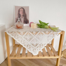 Nappe rustique vintage en dentelle 61 x 61 cm, nappe blanche à motifs floraux, élégante broderie rectangulaire, décoration de table à manger