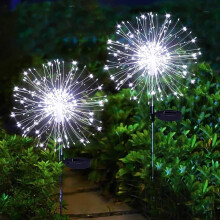 Guirlandes lumineuses solaires effet feu d'artifice pour jardin, lot de 2, étanches, 120 LED scintillantes à planter pour décorer cour et allée
