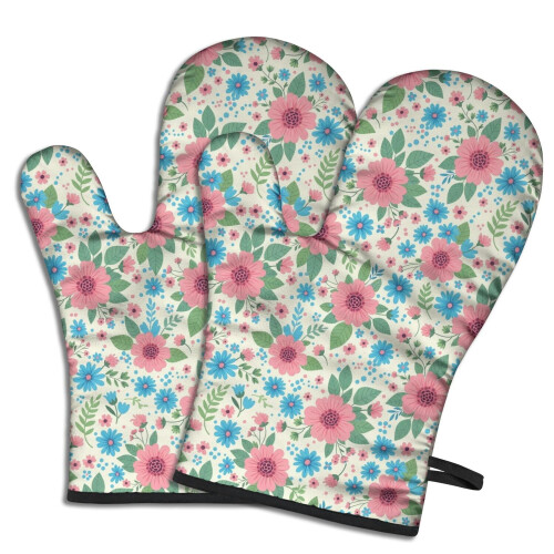 Ofenhandschuhe mit Blumenmuster, 2er-Pack, 19,5 x 30,5 cm