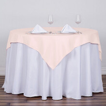 Nappe carrée en polyester BalsaCircle 54 po x 54 po, couleur rose poudré