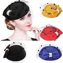 Ludlz Damen Fascinator Vintage Mesh Netz Wollfilz Pillbox Hut Haarspange