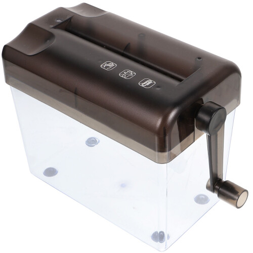 Distruggidocumenti portatile grigio per uso domestico, in materiale ABS, facile da usare e dal design compatto.