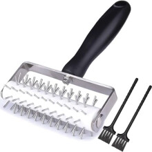 Pizza Dough Docker Roller with Wooden Handle and Stainless