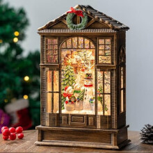 Christmas Snow Globe with Swirling Glitter Snowman Choir & Manger Scene, USB/Battery-Powered Lighted Water Lantern Decoration