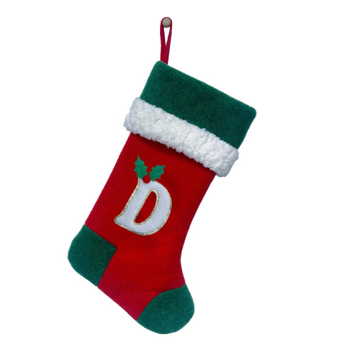 Monogram Christmas Stocking, Red Velvet, 18 in