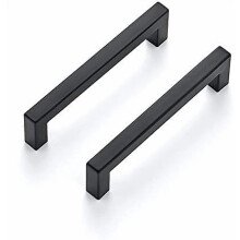 Lot de 5 poignées carrées de 12,7 cm (5 pouces) pour meubles de cuisine, finition noir mat, pour tiroirs et placards.