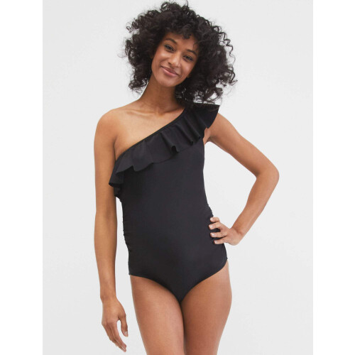 Ruffle Front One Shoulder Maternity Swimsuit UPF 50+