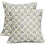 Kussensloop met blauw-groene blokprint, 18x18 inch, polyester 1