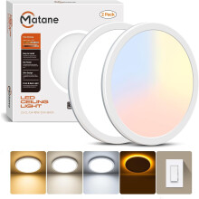 Confezione da 2 plafoniere a LED dimmerabili a incasso, 18W 3000K/4000K/5000K, luce notturna, profilo ribassato, 22 cm, rotonde, bianche –