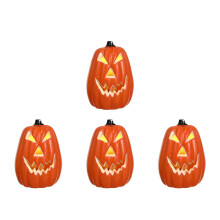 4 ks oranžových tekvicových LED lámp plastových halloweenskych dekorácií