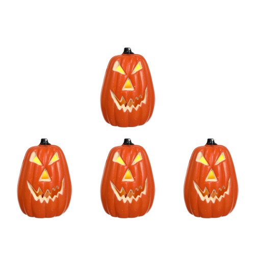4 st orange pumpa LED-lampor plast Halloweendekor