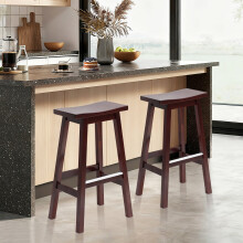 Tabourets de bar Ă structure en bois, marron (lot de 2)