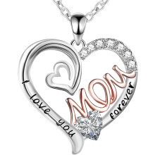 Collana da mamma con ciondolo a cuore con strass e confezione regalo.
