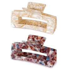 Pinces à cheveux rectangulaires en acétate de cellulose, motif écaille de tortue (lot de 2)