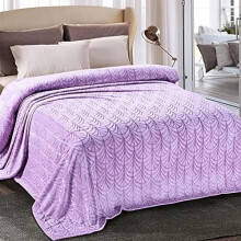 Couverture en flanelle polaire pour lit simple (229 x 168 cm), couvre-lit en velours doux à motif vintage, chaud et léger, lilas
