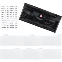 Portemonnee met vakjes voor contant geld, 6 tabbladen, indexverdeler, kalendersticker, zwart PVC, make-uptasje met drukknoopsluiting,