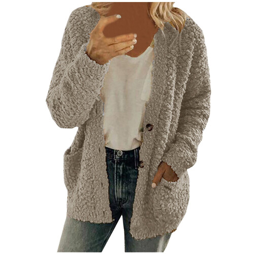 Πουλόβερ ζακέτα για γυναίκες casual plus size βελούδινο πουλόβερ τσέπες πανωφόρια