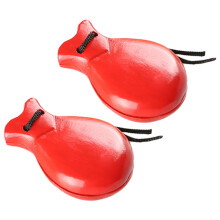 2 Pcs Wood Spanish Castanets Flamenco Dance Castanets with String Hand Clappers Children Percussion Musical Instrument
