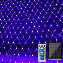 Guirlande lumineuse solaire en filet, 96 LED, 1,5 x 1,5 m, 8 modes, télécommande, compatible avec la décoration extérieure/intérieure/de jardin
