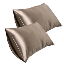 Taies d'oreiller en satin pour cheveux et peau, format Queen, lot de 2, fermeture portefeuille, 51 x 76 cm