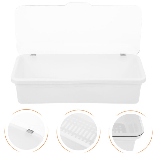 Contenitore in plastica per posate e bacchette con coperchio scolapiatti.