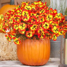 Composition florale artificielle d'automne en vase plastique 35 cm