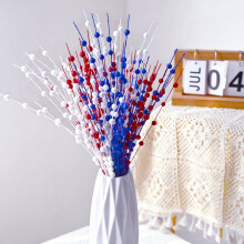 Clearance! Patriotic Berry Stem Picks & Faux Branches for Vase – Red, White, Blue Decor, Memorial Flowers, Compatible with USA-themed displays