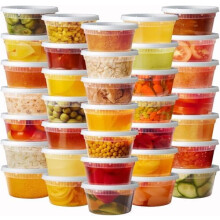 [12 oz. - 48 boîtes de conservation en plastique avec couvercles - Idéales pour conserver soupes, sauces et collations]
