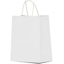 Sacolas de presente de papel branco com alças, 25 unidades, 20 x 11 x 25 cm
