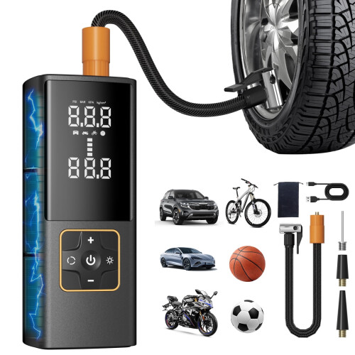 Draagbare bandenpomp met digitale manometer, 150 PSI