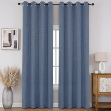 Faux Linen Blackout Thermal Curtains 2 Panels 52x96 in
