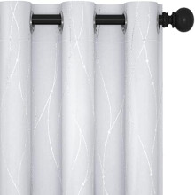 Sliding Door Curtains, Room Darkening & Thermal Insulated Grommet Drapes, Silver Wave Dot Print, 42x108", Machine Washable, Set of 2