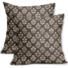 Kussensloop met blauwgroene blokprint, 18x18 inch, polyester