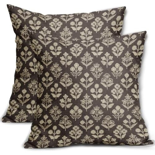 Kussensloop met blauwgroene blokprint, 18x18 inch, polyester