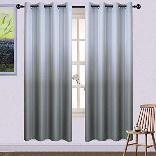 Ombre Blackout Curtains 52x84 in, Grey Gradient Thermal