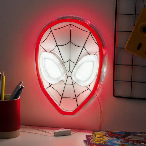 Φωτιστικό LED νέον τοίχου Spiderman (1 τεμ.) – Εμβληματικό σχήμα μάσκας με τροφοδοσία USB