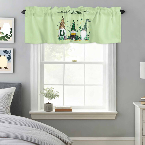 St. Patrick's Day clover leopard dwarf valance 42x18in gold