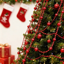 9ft Hot Pink Bead Garland for Christmas Tree – Twist Bead String Decor, Rustic Home Decoration, Compatible with Christmas Trees