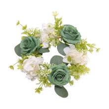 Artificial Hydrangea Rose Candle Ring – 20cm Plastic