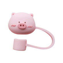 Pig Shape Straw Tip Covers, Dust-Proof Straw Cap Toppers, Reusable Silicone Soft Protector Cover for 0.28 - 0.31 inch/7 - 8 mm Straws