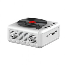 Reproductor de CD Bluetooth con altavoz incorporado, diseño retro, radio FM portátil con altavoz incorporado (blanco)